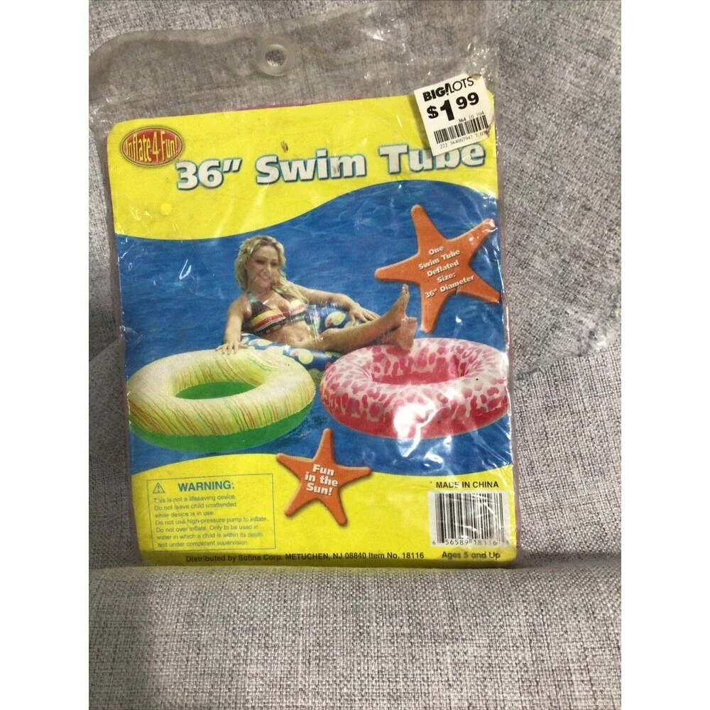 Vintage Inflate 4 Fun Inflatable 36” Diameter Smiley Swim Tube‎ Deflated